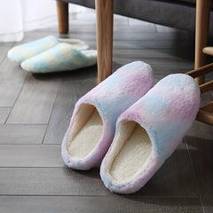 Women's Plush Indoor Slippers Warm & Comfy Closed Toe Fluffy Flat Shoes