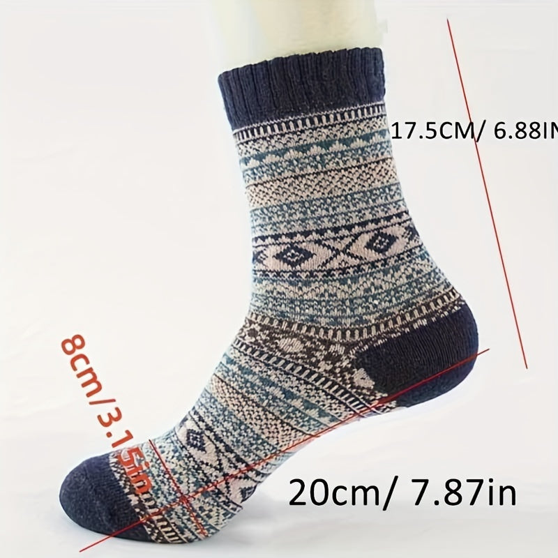 Vintage Rabbit Wool Mid-Calf Socks Deodorant Ethnic Style Warm Socks