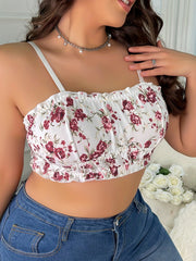 Plus Size Bra Women's Plus Rose Print Wireless Bralette