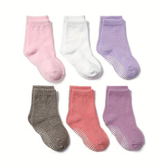 6pairs Baby Girls Kids Anti skid Breathable Crew Socks