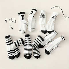5pairs Kids Striped Letter Socks Spring Summer