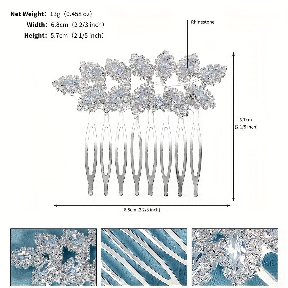 Rhinestone Alloy Hair Comb Head Jewelry for Prom Birthday Party