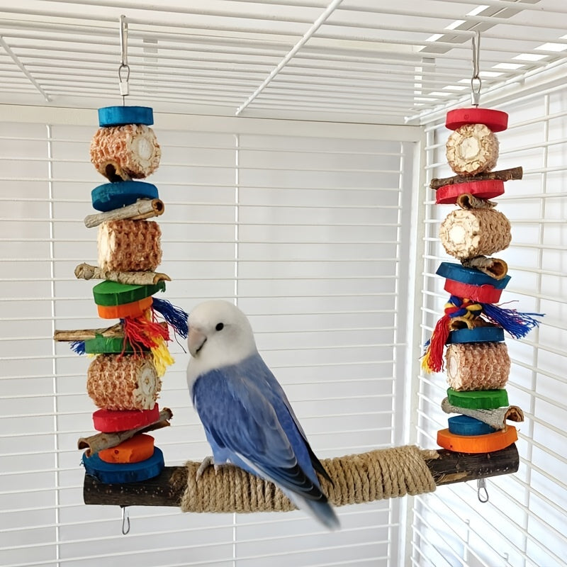 Colorful Bird Swing Hanging Chewing Toys for Cage