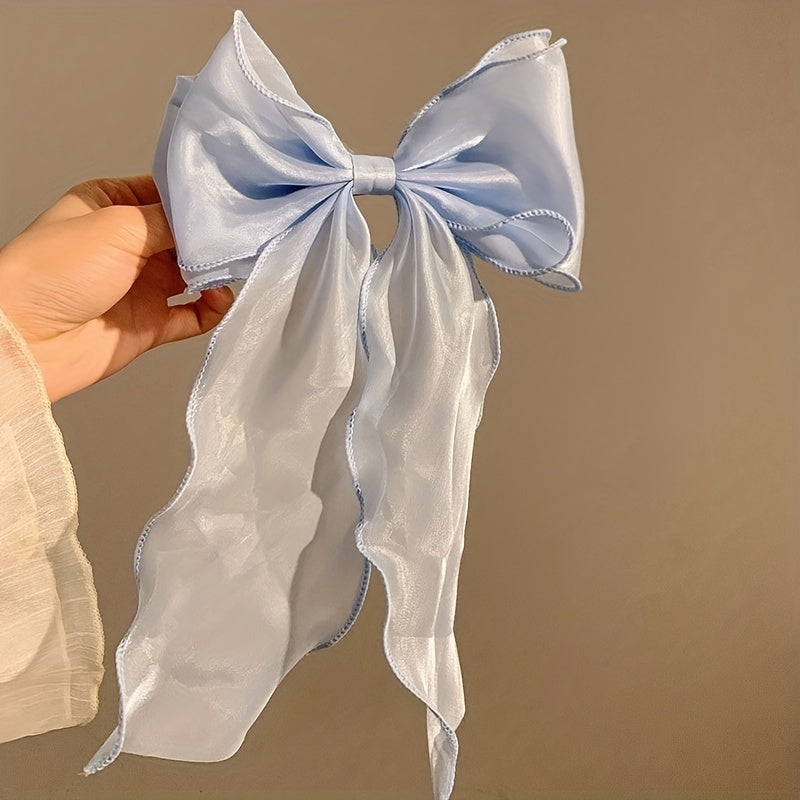 Mesh Bow Streamer Hair Clips for Girls
