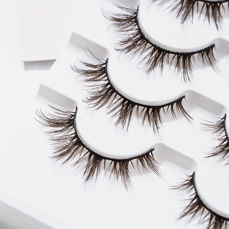 7 Pairs Brown Spiky Manga Lashes Natural Look Cosplay False Eyelashes