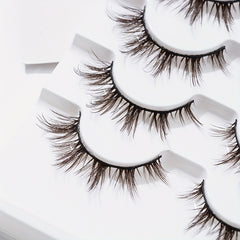 7 Pairs Brown Spiky Manga Lashes Natural Look Cosplay False Eyelashes
