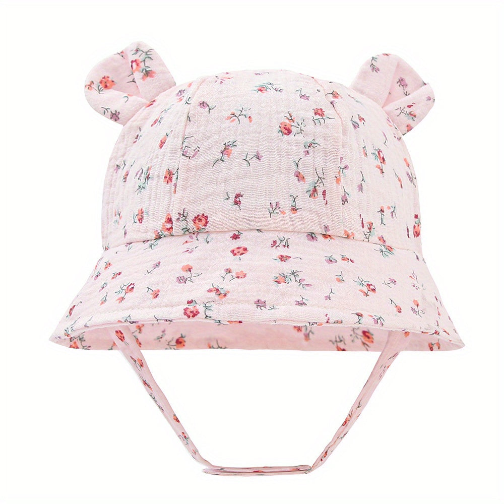 Baby Rabbit Ears Bucket Hat Cotton And Hemp Cloth Material