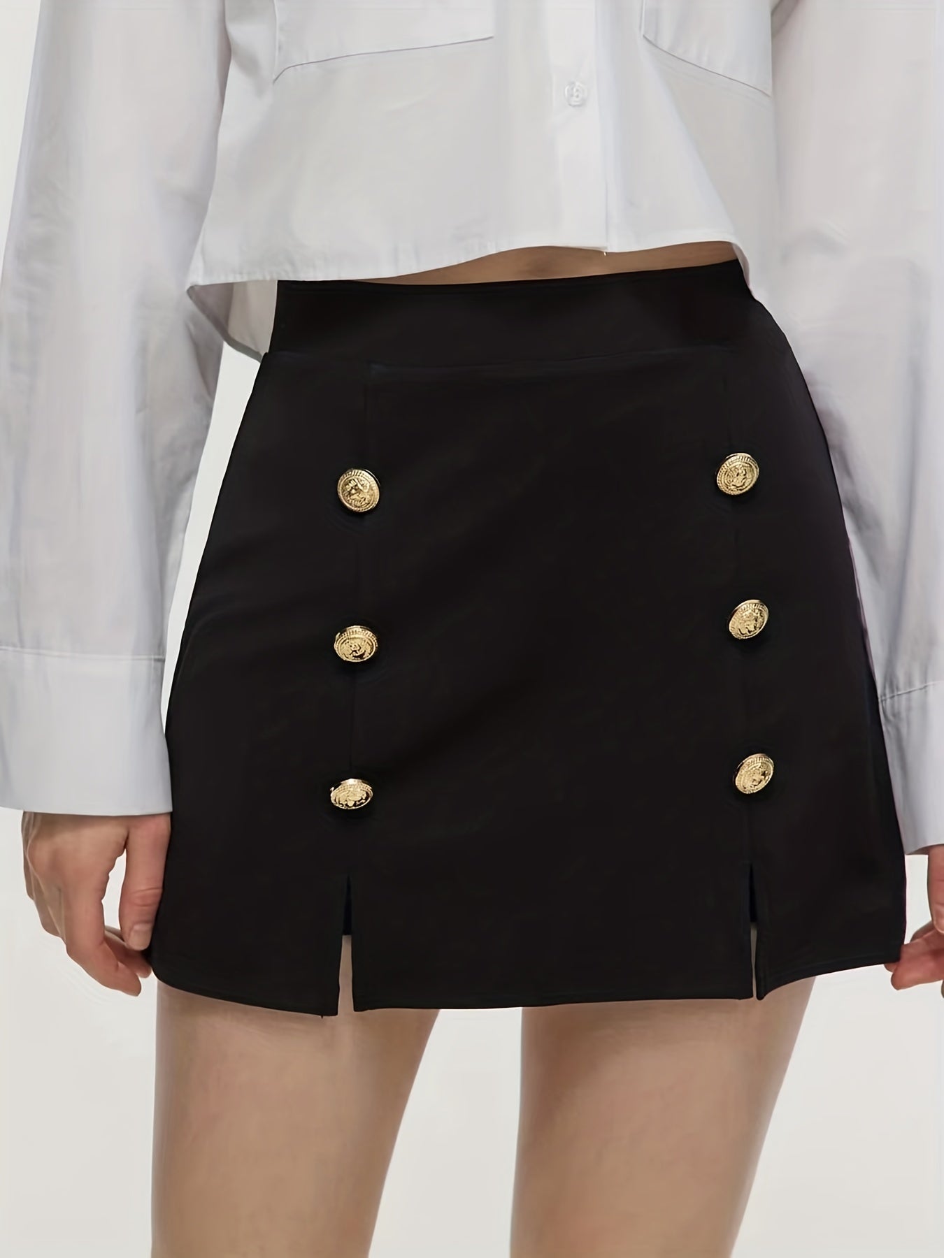 Double Breasted Mini Skirt High Waist Casual Skirt