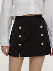 Double Breasted Mini Skirt High Waist Casual Skirt