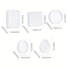 5pcs Resin Pendant Silicone Casting Mold Set for DIY Keychain Necklace Earrings