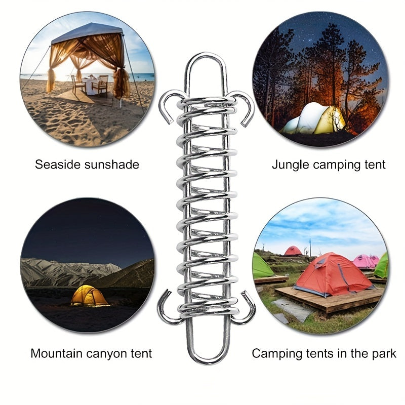 4pcs Steel Tent Wind Rope Spring Buckles Tent Tensioner Camping Deck Pegs
