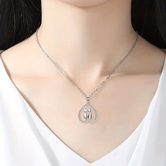 Girl's Love Moon Cat Pendant Necklace Minimalist Animal Jewelry