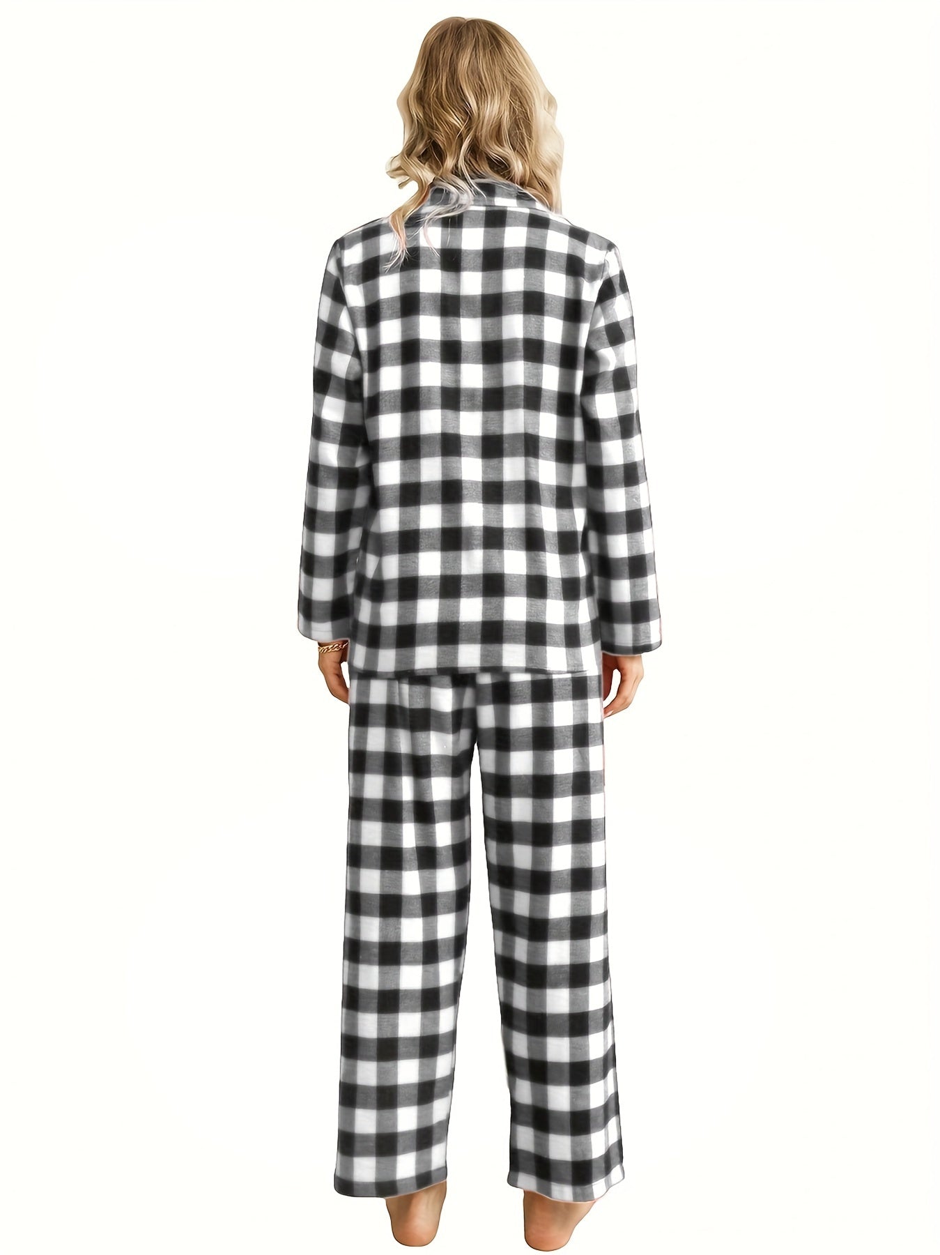 Plaid Pajama Set Button Top & Pants