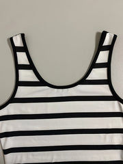 Stripe Print Pajama Set Crew Neck Sleeveless Top & Shorts