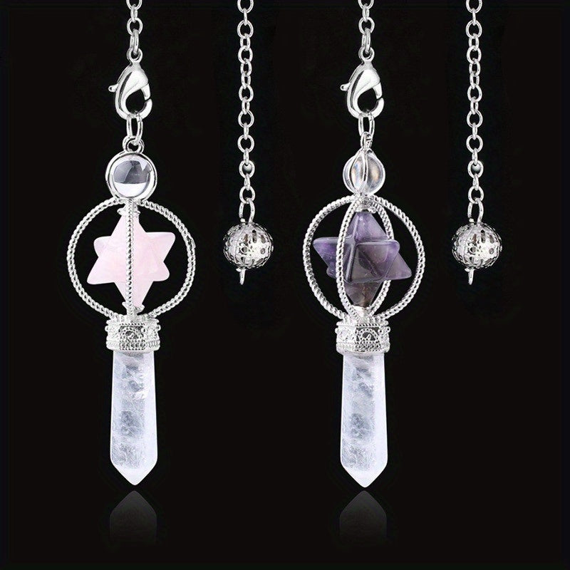 Men's Dowsing Pendulum Quartz Pink Healing Spiritual Tool