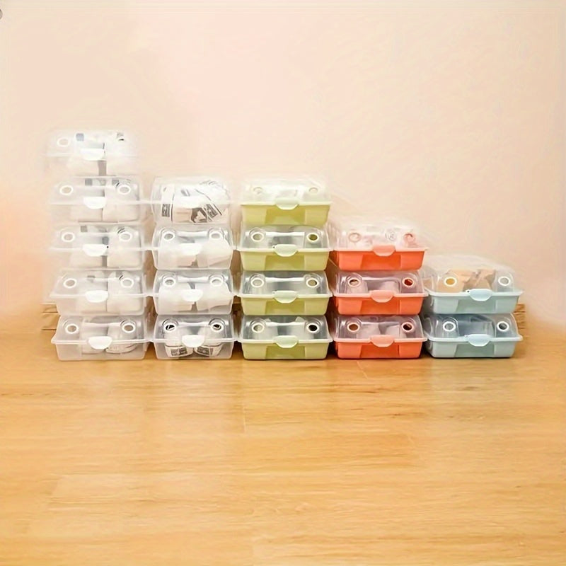 1pc Stackable Shoe Box With Lid Plastic Container Storage Organizer