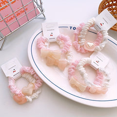 2pcs Bow Hair Ring & Sweet Hair Rope Ties Set