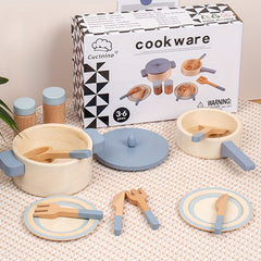 Wooden Children's Play House Kitchen Toy Set Cooking Rice Fried Vegetables