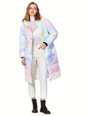 Colorful Print Puffer Jacket Women's Winter Down Jacket