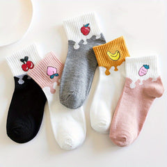 5 pairs Women's Casual Socks Funny Crew Socks