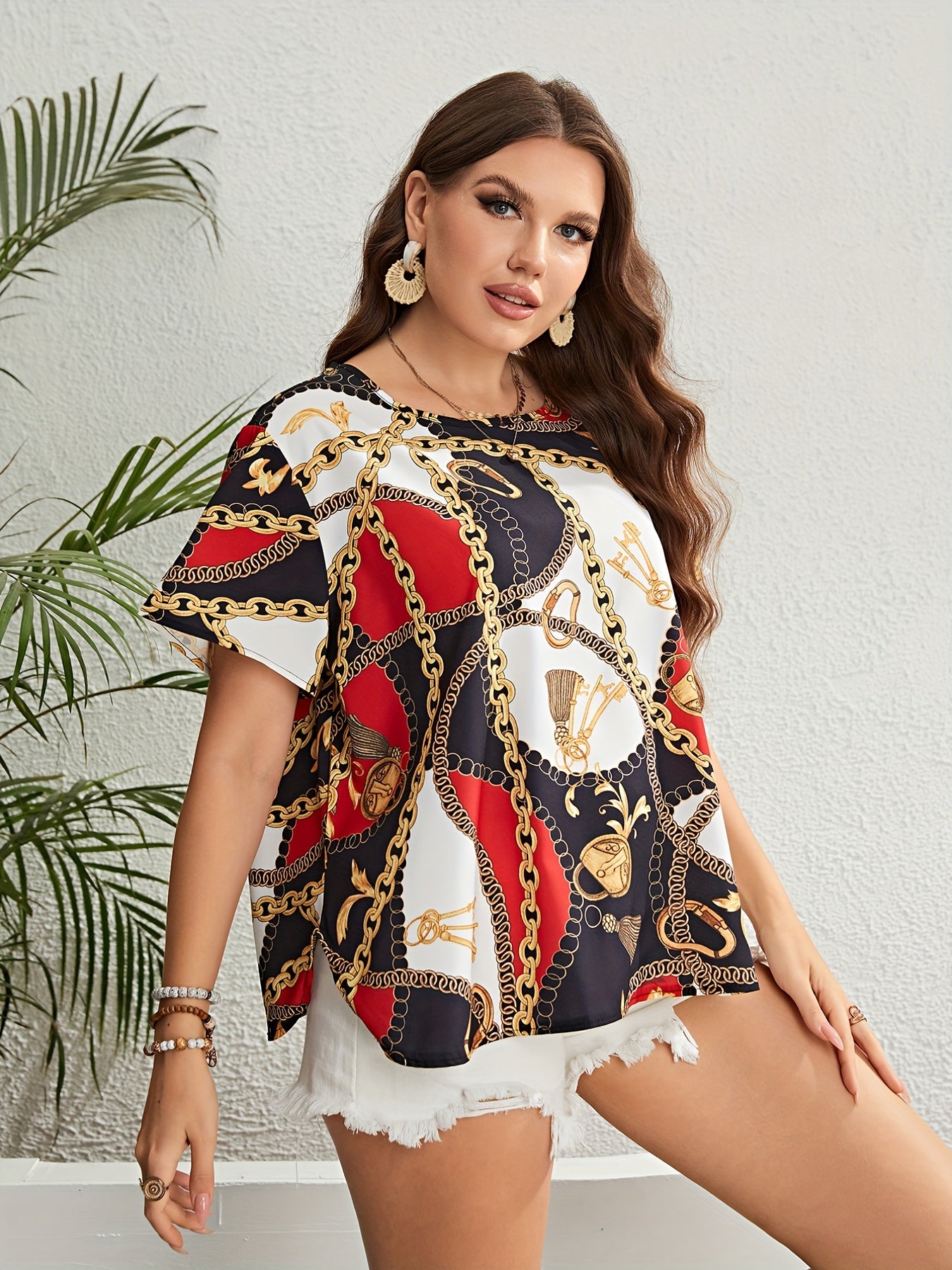 Paisley Print Colorblock T-shirt