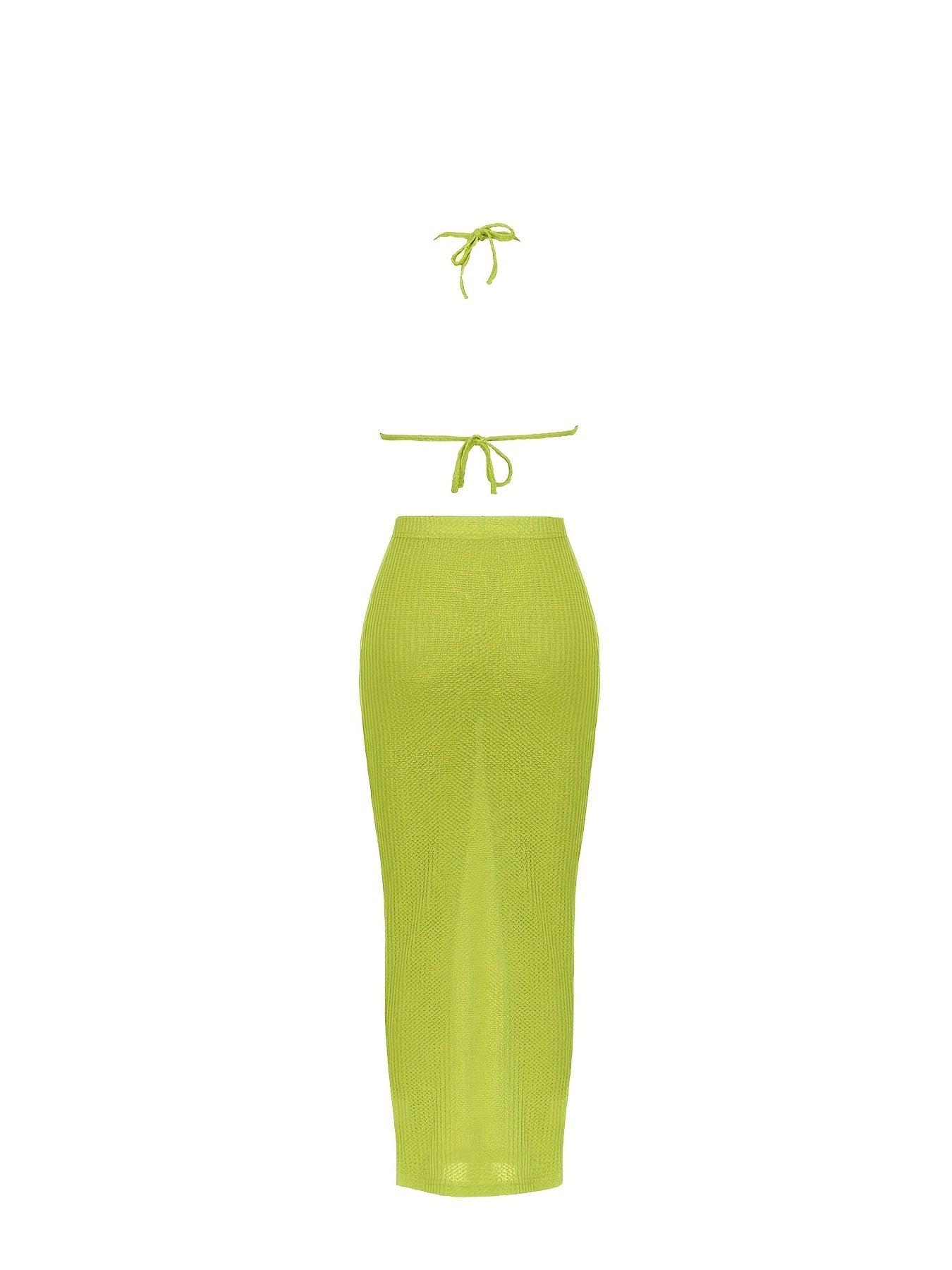 Cropped Vest & Pencil Skirt Set Tie Back High Waist Outfit Women's Clothing