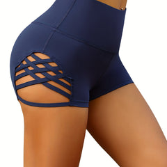 Criss Cross Hollow Out Sports Shorts High Waist Running Yoga Sexy Casual