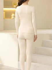 Women's Thermal Underwear Set Long Sleeve Crew Neck Tops & Pants