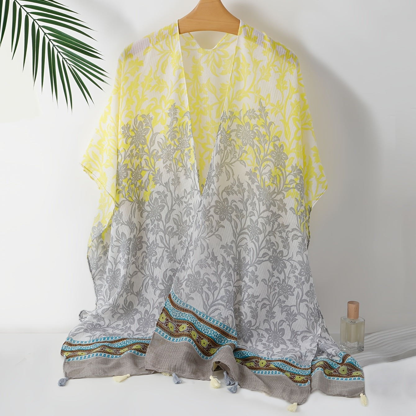 Boho Silk Tassel Shawl Windproof Sunscreen Cape
