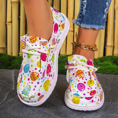 Women's Easter Eggs Print Canvas Slip-on Shoes Casual Sneakers