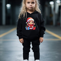Girls Boys Girl Print Hoodies Pants Set Spring Fall Sports Christmas