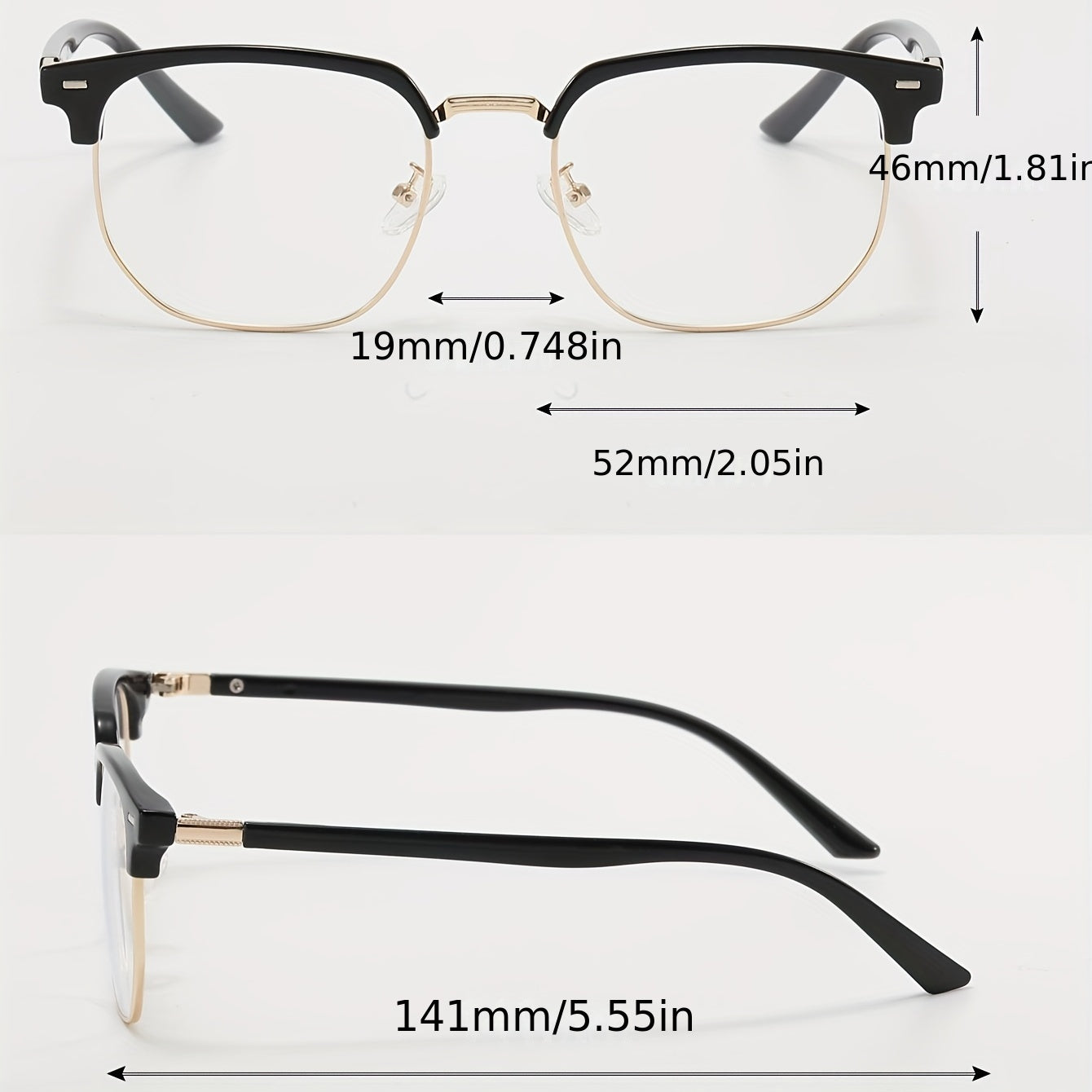 Square Clear Lens Glasses For Women Men Rivet Decor Spectacles Frame