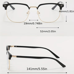 Square Clear Lens Glasses For Women Men Rivet Decor Spectacles Frame