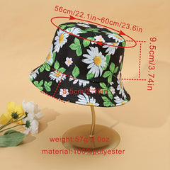 Daisy Print Sunshade Bucket Hat for Men and Women