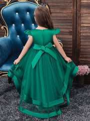 Sleeveless Princess Dress Ruffles Beads Flowers Embroidery Tulle Tutu