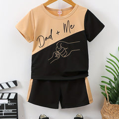 Boys Daddy Me Fists Print Block Outfit