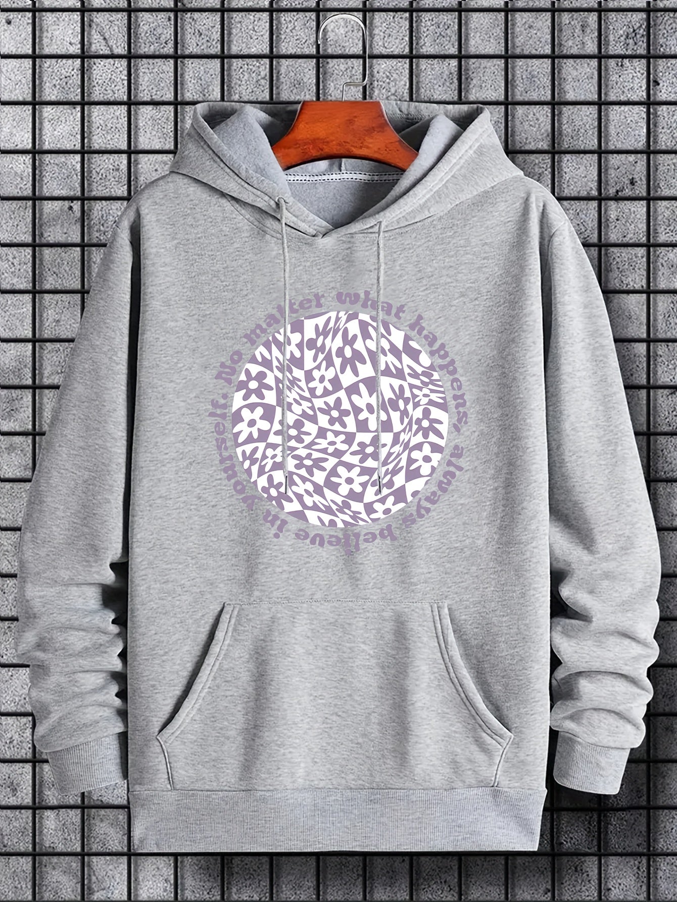 Men's Floral Graphic Hoodie Casual Stretch Hooded Sweatshirt