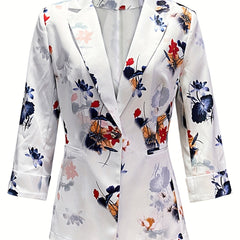 Floral Print Button Front Blazer for Office & Work Women's Clothing