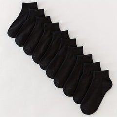 10 Pairs Short Solid Socks Comfy All match Women's Stockings