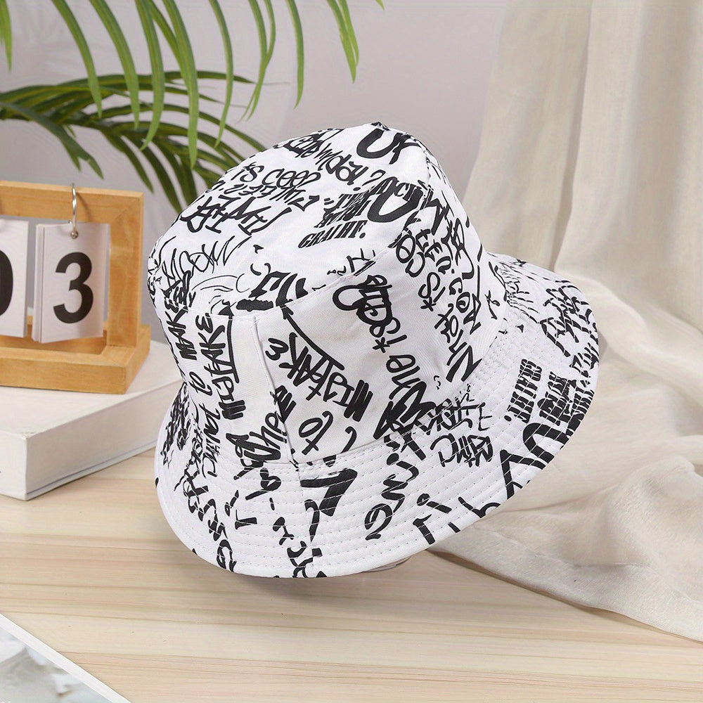 Men's Letter Print Basin Hat Sun Visor, Couple Fisherman Hat