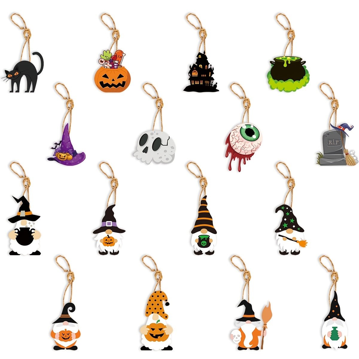 8pcs Halloween Hanging Decorations Pumpkin Bats Spider Themed Party Decor Toys