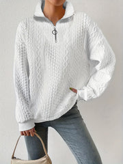 Textured Quarter Zip Sweatshirt Turtle Neck