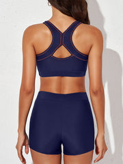 Colorblock Tankini Sets High Stretch Boxer Short Bottom Swimsuit
