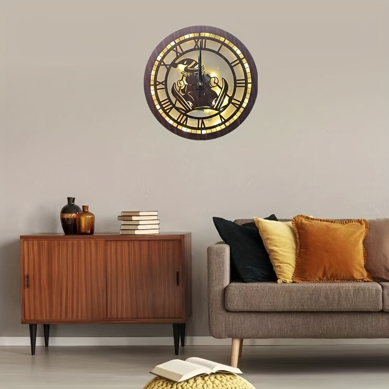 Retro Wooden LED Christmas Lamp Clock