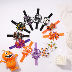 4pcs Halloween Funny Bow Hairband Ghost Skull Print Bow Headbands