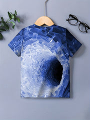 Boys 3D Cube Graphic Tee for Summer Outdoor Activities