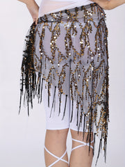 Sequin Tassel Skirts Sexy Knot Side Dance Hip Scarf Party Skirts