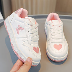 Girl's Butterfly & Heart Pattern Skate Shoes Non Slip Casual Sneakers