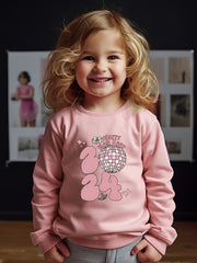 Girls Pattern Crew Neck Long Sleeve Sweatshirt Spring Fall