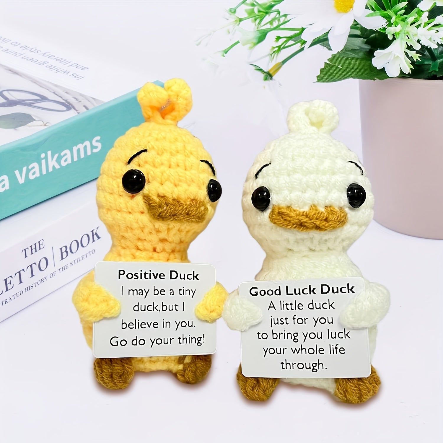 Fabric Crochet Duck Toy Lucky Duck with Yellow Beak Birthday & Party Decor